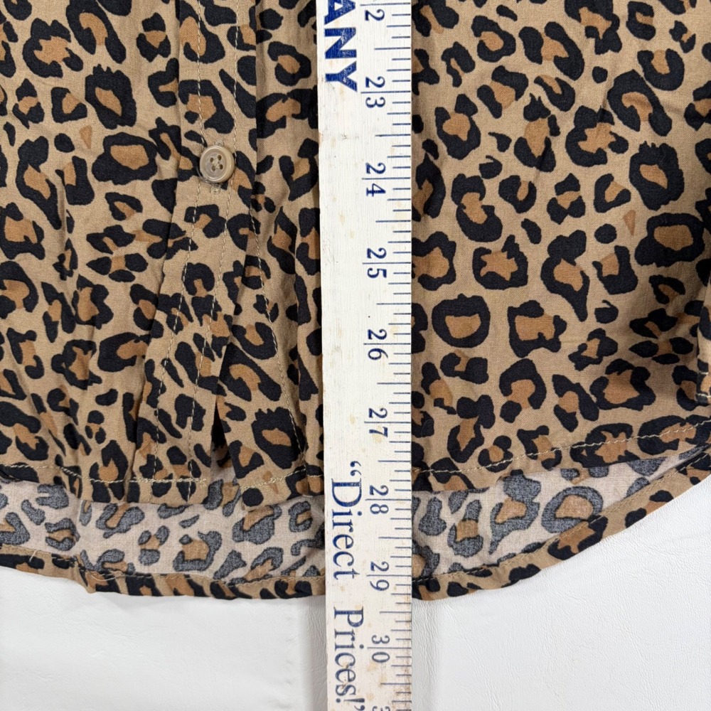 Beachlunchlounge Leopard Print Button Down Shirt Viscose Tan Black Small Flowy - Picture 7 of 8